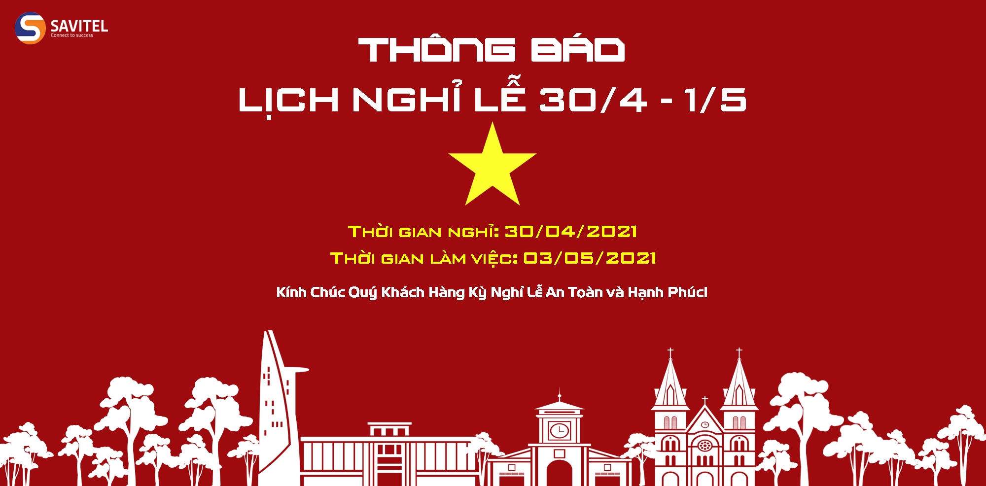 SAVITEL THÔNG BÁO LỊCH NGHỈ LỄ 30/4 – 1/5 7